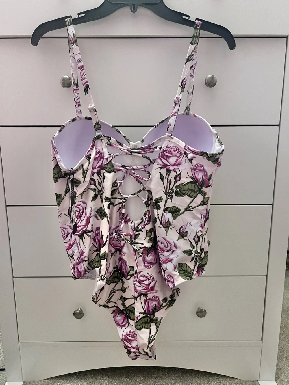 Breathe In The Island Air Floral Underwire 1 Piece Swimsuit - White/Pink (1X)